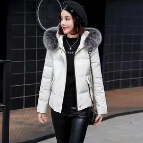 Plush Collar Winter Female Clothing Short Down Jacket Fashionable Outdoor Casual Women Thick Warm Parka Coat