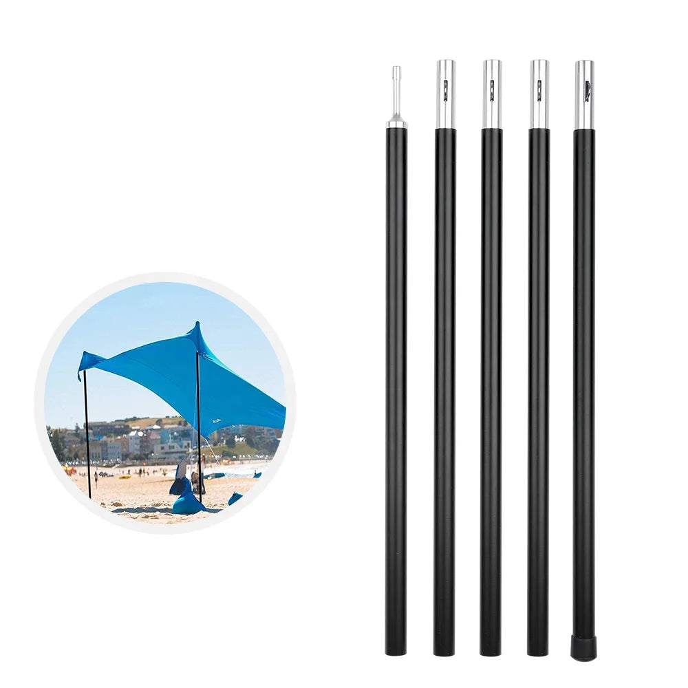 KingGear Silver Ultralight Telescoping Aluminum Alloy 7001 5-Piece 16mm Pipe Dia 1mm Thick Snap Buckle Connection Tent Poles MegaBDM