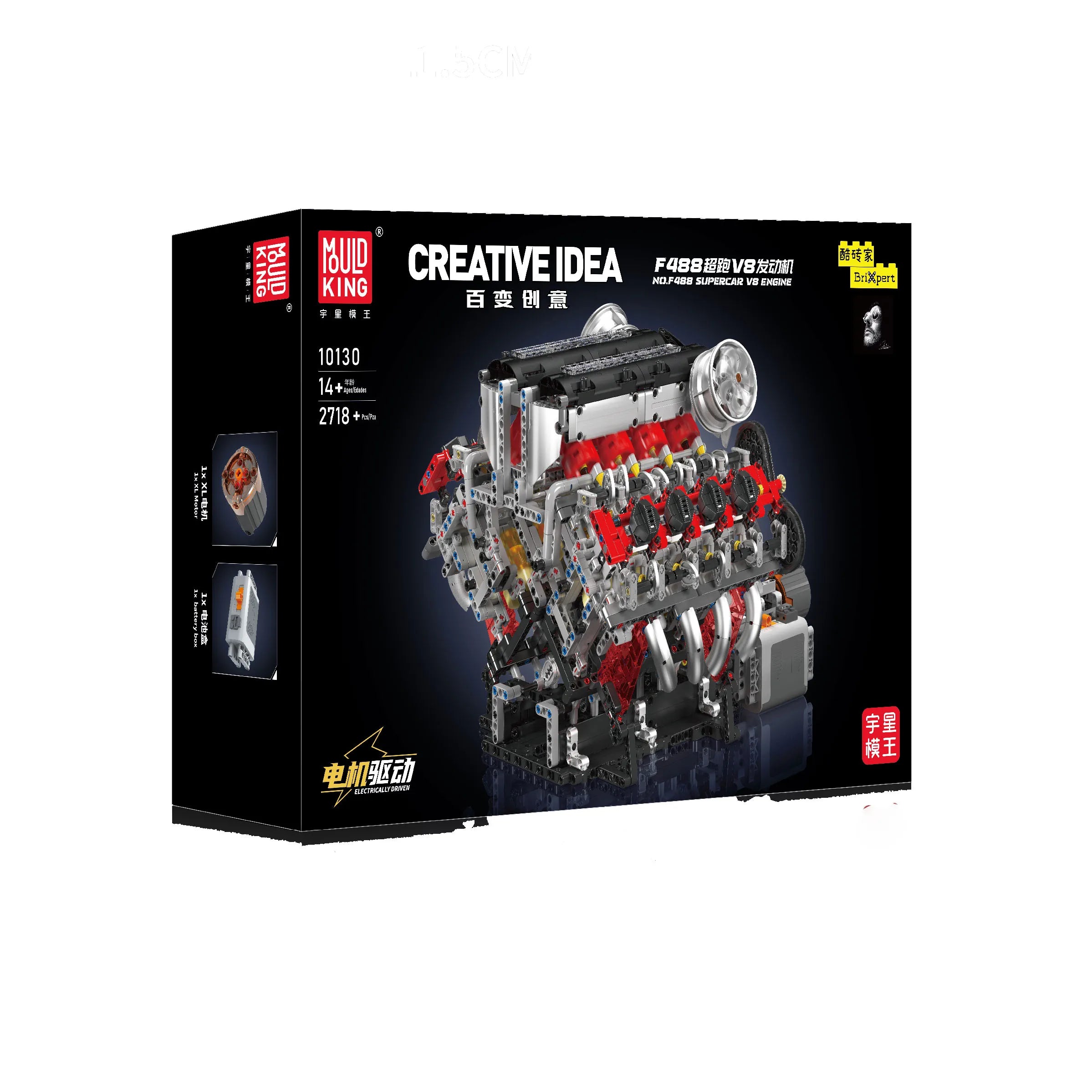 MOULD KING 10130 F488 Supercar V8 Engine Building Blocks Technical for Children Christmas Gift Cheap Wholesale Bricks