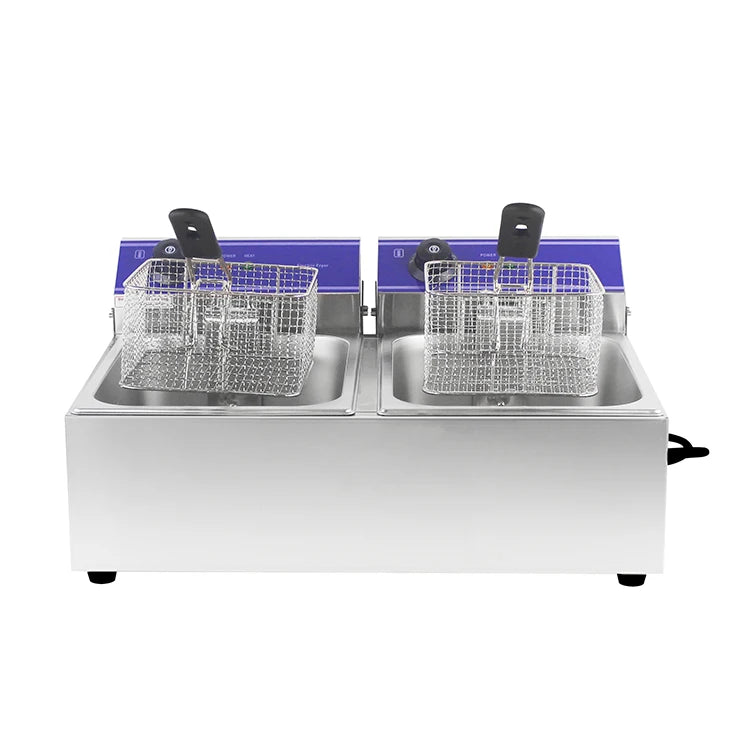 CE ROSH LFGB Industrial Double Tank Electric Deep Fryers