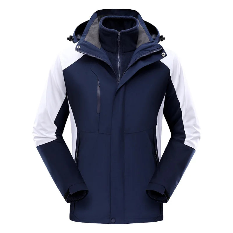 A607 Detachable Polar Fleece Lining Long Cold-Proof Canvas Overalls  Zipper Ready-Made Two-Piece Set