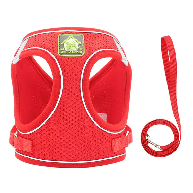 New Design Custom Pet Vest Adjustable Breathable Reflective Dog Harness with Leash