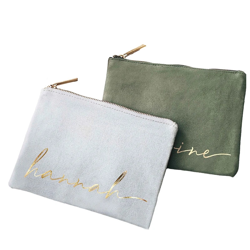 Small Eco Friendly Custom Cotton Jewelry Zipper Pouch Make up Bags Plain Cotton Canvas Eyebrow Pencil Bag With Logo