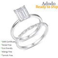 Fashionable Women Jewelry 925 Sterling Silver 14K Gold Rhodium Plated Emerald Gut VVS Moisssanite Four Claw Stackable Rings Set