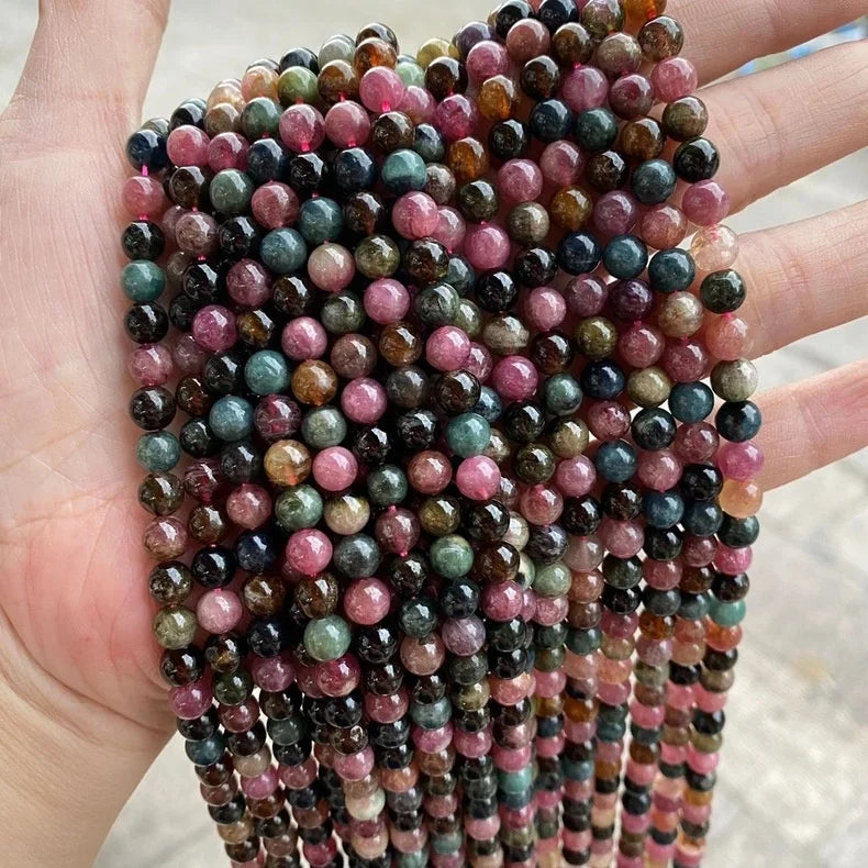 Colorful Tourmaline Loose Gemstone Stone Beads for Jewelry Making 15.5" in Strand