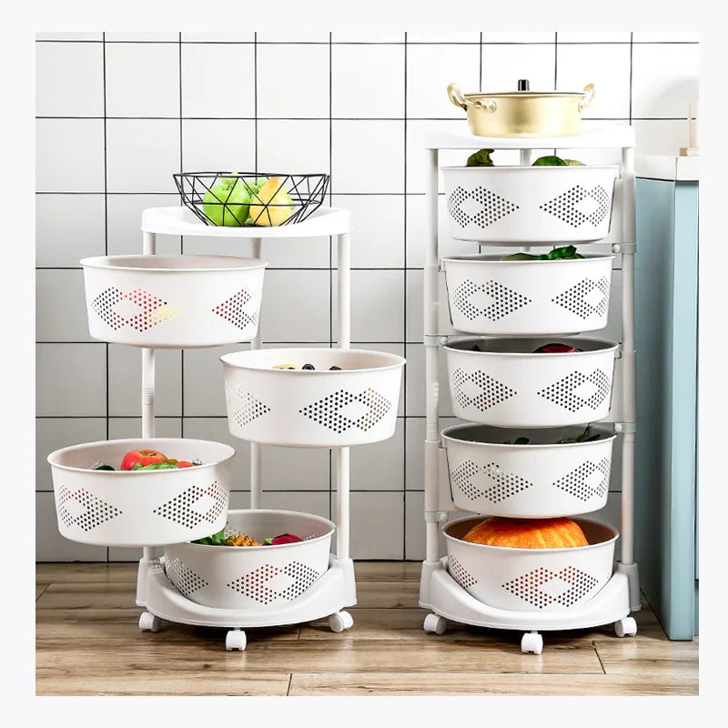 360 Degree Rotating Dual Metal Storage Cart Multi-Function Design for Bathroom Use-for Fruit Coffee Storage Dropshipping