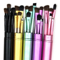 5pcs Round Barrel Eyes Makeup Brushes Set Portable Smudge Eye Shadow Eyeliner Eyebrow Brushes Lip Brush Makeup Tools