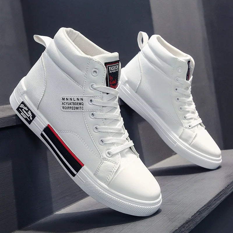 2024 Summer Men's High Top Casual Sneakers Breathable Lightweight Rubber Insole Fashion Trend Walking Style Shoes