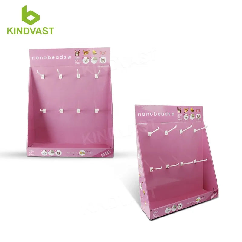 Custom Retail Cardboard Counter Top Display Spinner with Hooks Toy Display Box Rack Cardboard Toy Display Stand