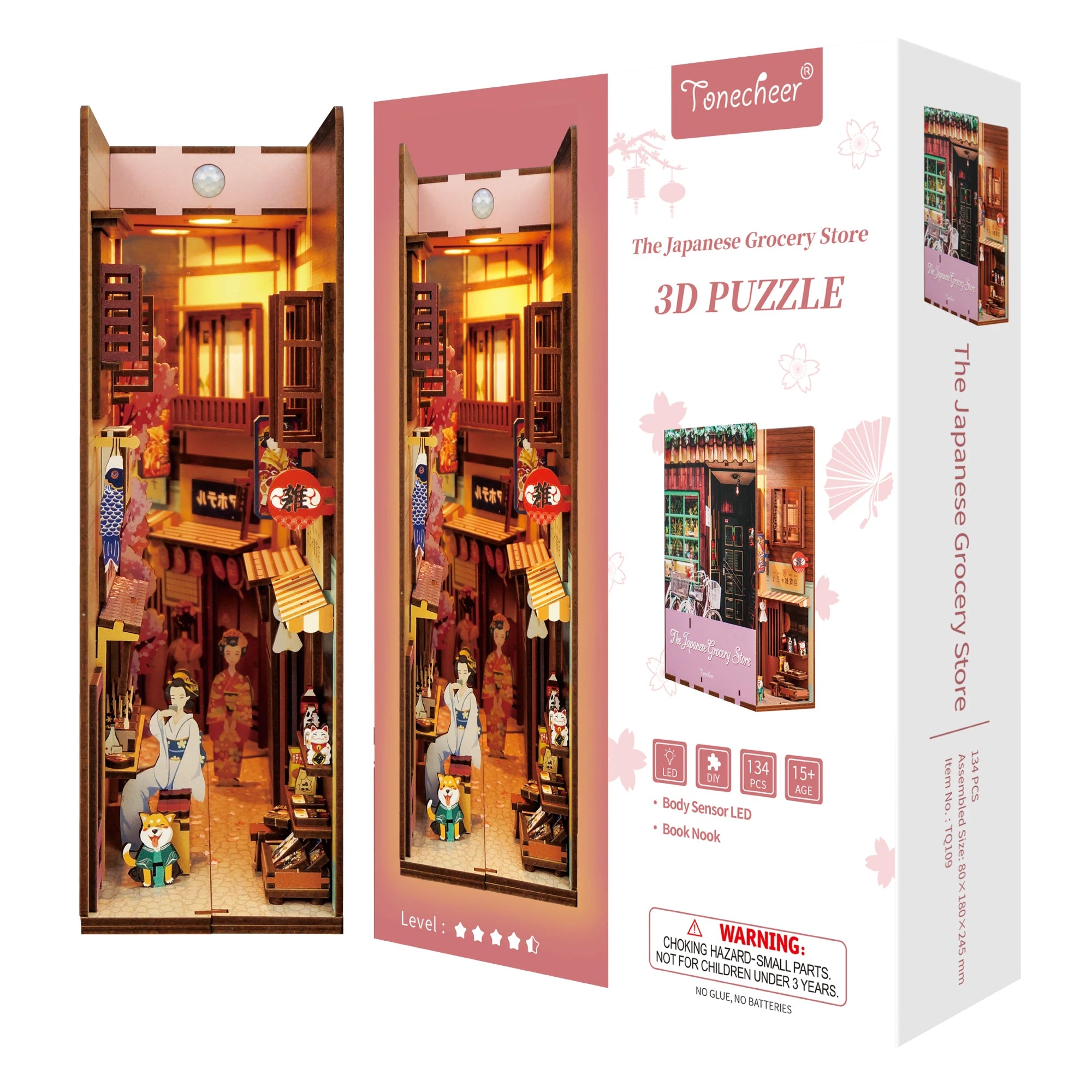 Tonecheer Motion Sensor LED Retro Showa Japanese Style Book Nook for Supermarket Gift Shop