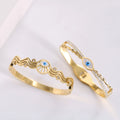 Personality Enameled Blue Eye Bracelet Zircon Wave White Shell Bracelet Bangle Stainless Steel Pvd Plated Gold Bangle for Women