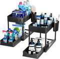 2-Tier Sliding Cabinet Organizer Under-Sink Storage Rack for Kitchen Home Tools Pull Drawer Spice Shelf Made of Durable Plastic