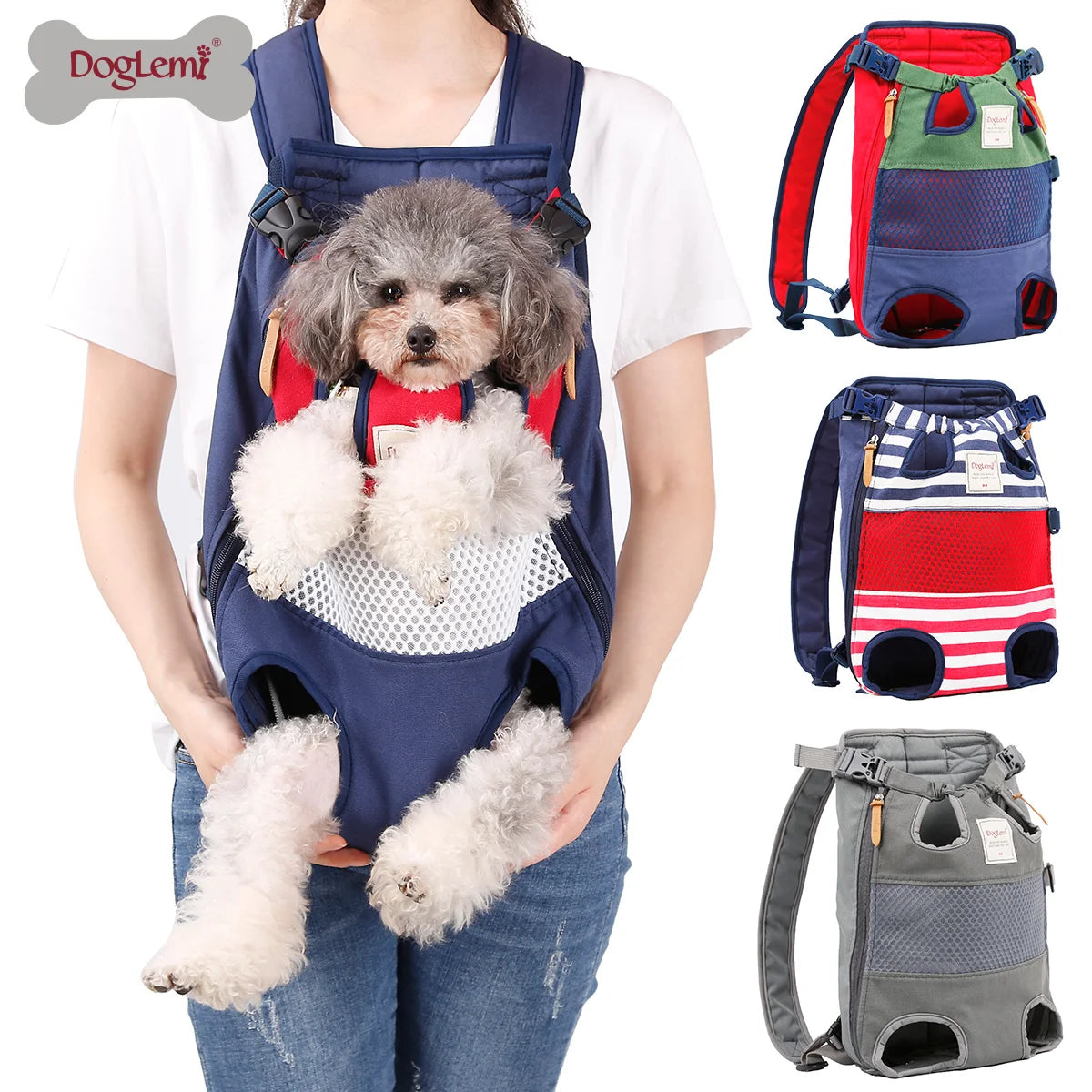 Adjustable Fashion Pet Dog Travel Shoulder Carrier Backpack Comfortable Breathable Mesh with Zipper Closure Print Pattern