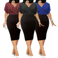 Plus Size Polka Dot Print Bodycon Dresses New Arrival Fashion Women Bodycon Short Sleeve Dress
