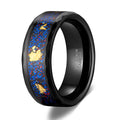 OAHLAN Wholesale Fashion Jewelry 8mm Meteorite Shell Black Sand Stone Gold Foil Tungsten Carbide Rings for Men's Anniversary