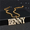 Extra Large Custom Name Pendant Necklace for Women Men Stainless Steel Zircon Stones Gold Plated Link Chain Anniversary Gift