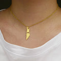 Minimalist Personalized Israel Map Pendant Necklace Waterproof Stainless Steel 18k Gold Plated Chokers Necklace for Girls