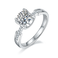 Simple Design 925 Sterling Silver 1ct Moissanite Engagement and Wedding Ring