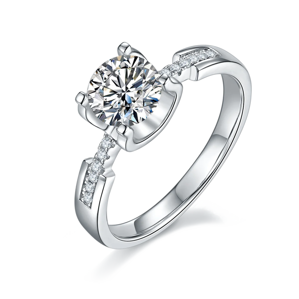 Simple Design 925 Sterling Silver 1ct Moissanite Engagement and Wedding Ring