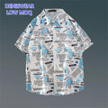 Printed Shirt Custom Pattern China Newspaper Summer Beach Casual Regular Fit Short Sleeve Shirt Manufacturers