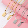 Stainless Steel Vintage Anniversary 18K Gold Fill Engraved Custom Simple Slim Snake Couples Chain Silver Necklace