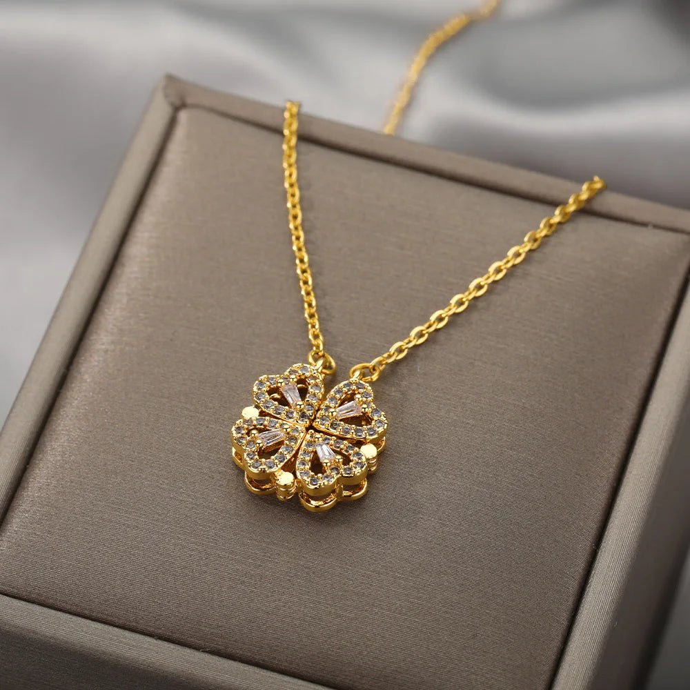18k Gold Women Necklace Jewelry 2 Shapes CE Mama Pendant Crystal Heart Necklace Jewelry Gift