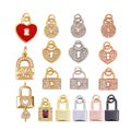 Lock CZ Mini Charm 18K Real Gold Plated ColourNecklace Bracelet Pendant for Handmade Handmaking DIY Jewelry Supplies L75