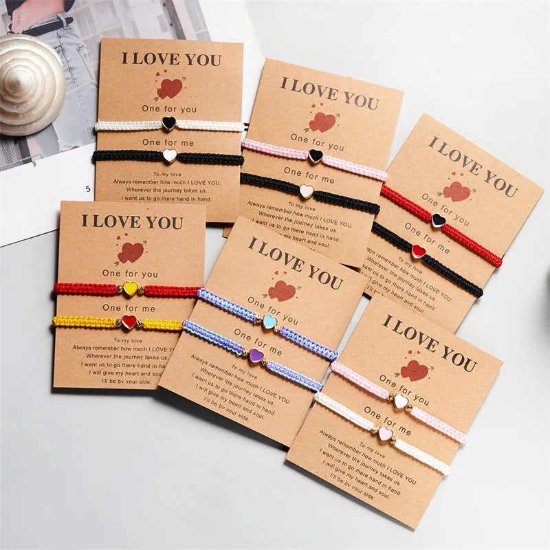 Rinhoo New Fashion Drip Oil Love Handmade Woven Bracelet Versatile Small and Fresh Couple Paper Card Bracelet for Men and Women