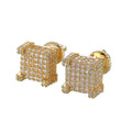 Spiral Ear Hiphop Men Micro Inlaid Zircon Square Earrings