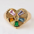 LOZRUNVE Fashion 14k Gold Jewelry Wholesale 925 Silver Coloured Heart Ring CZ Stone Ring
