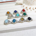 Unique Crystal Jewelry Ring Silver Natural Aquamarine Gemstone Oval Shape Amaoznite Lapis Malachite Ring Wholesale Suppliers