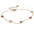 JINYOU 1731 Colorful White Heart Cubic Zirconia Chain Stainless Steel Trendy Anklet Women Fashion Delicate Summer Jewelry New MegaBDM