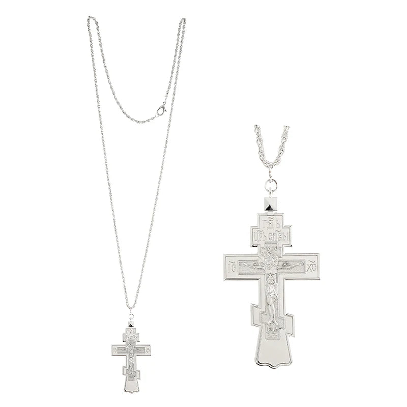 Orthodox Priest Cross Pendants Necklace Pectoral Chain Catholic Religious Jewelry With Chain Silver Planting