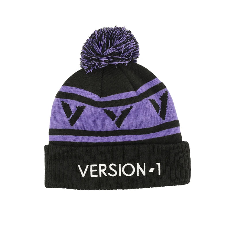 Custom Designer Embroidery Logo Mens Knit Cap Hat Winter Beanie Hat With Pom