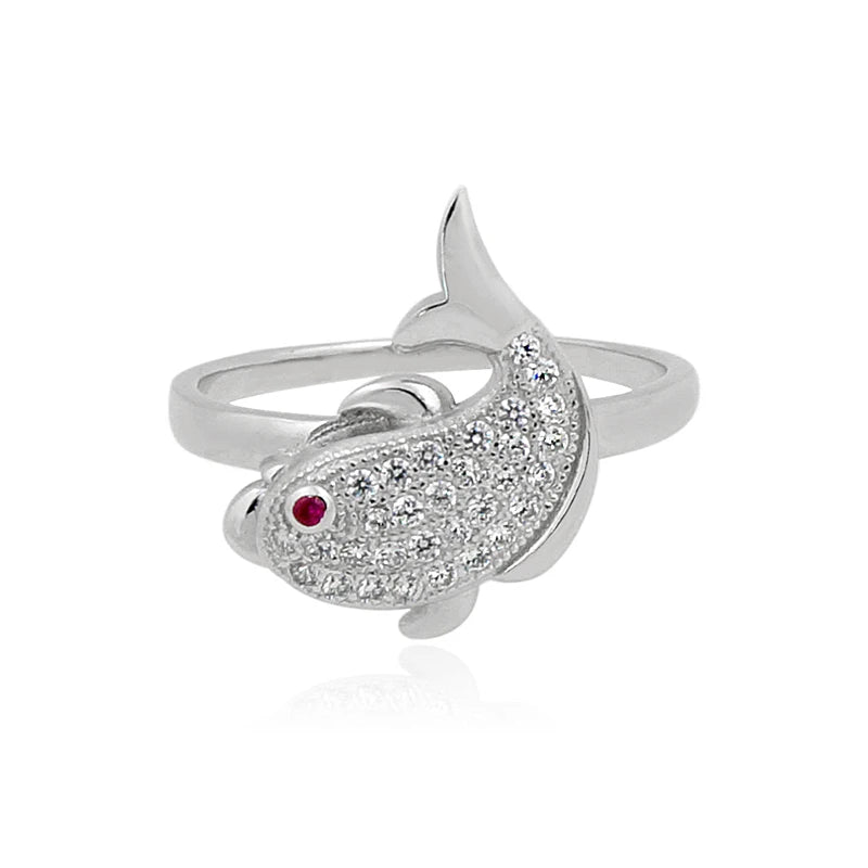 Animal Design Jewelry Dolphin Cubic Zircon CZ 925 Sterling Silver Jewelry Cute Beautiful Rings of Girls