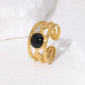 Beimai OEM Ring Vintage Titanium Steel Open Drip Oil 18K Gold-plated Design Ring
