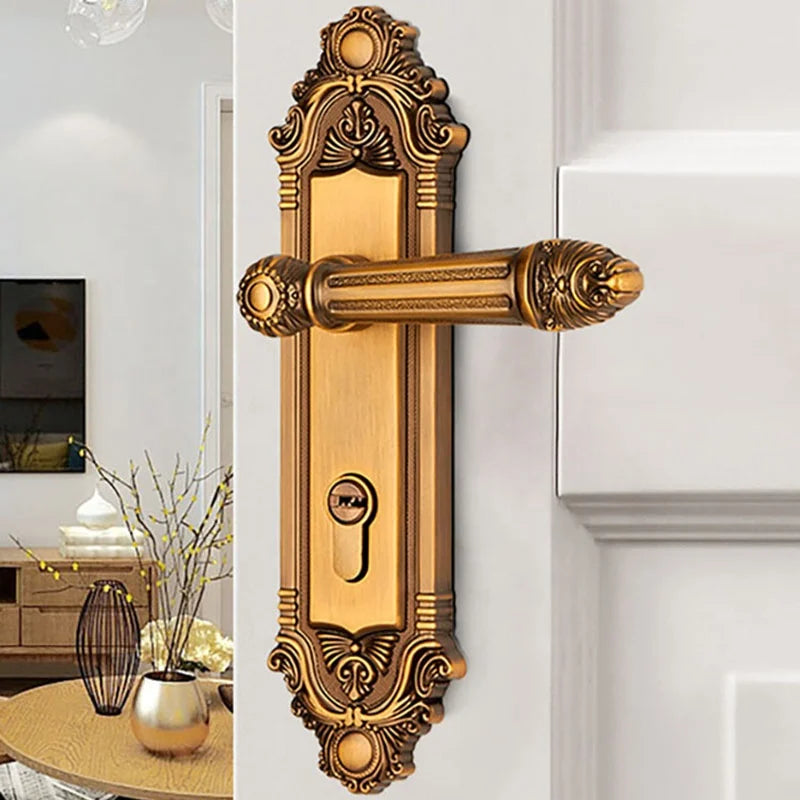 Hot Sale High Quality Oem Helix Heritage Hardware Internal Brass House Gold Door Handles for Wooden Interior Doors With Key Lock