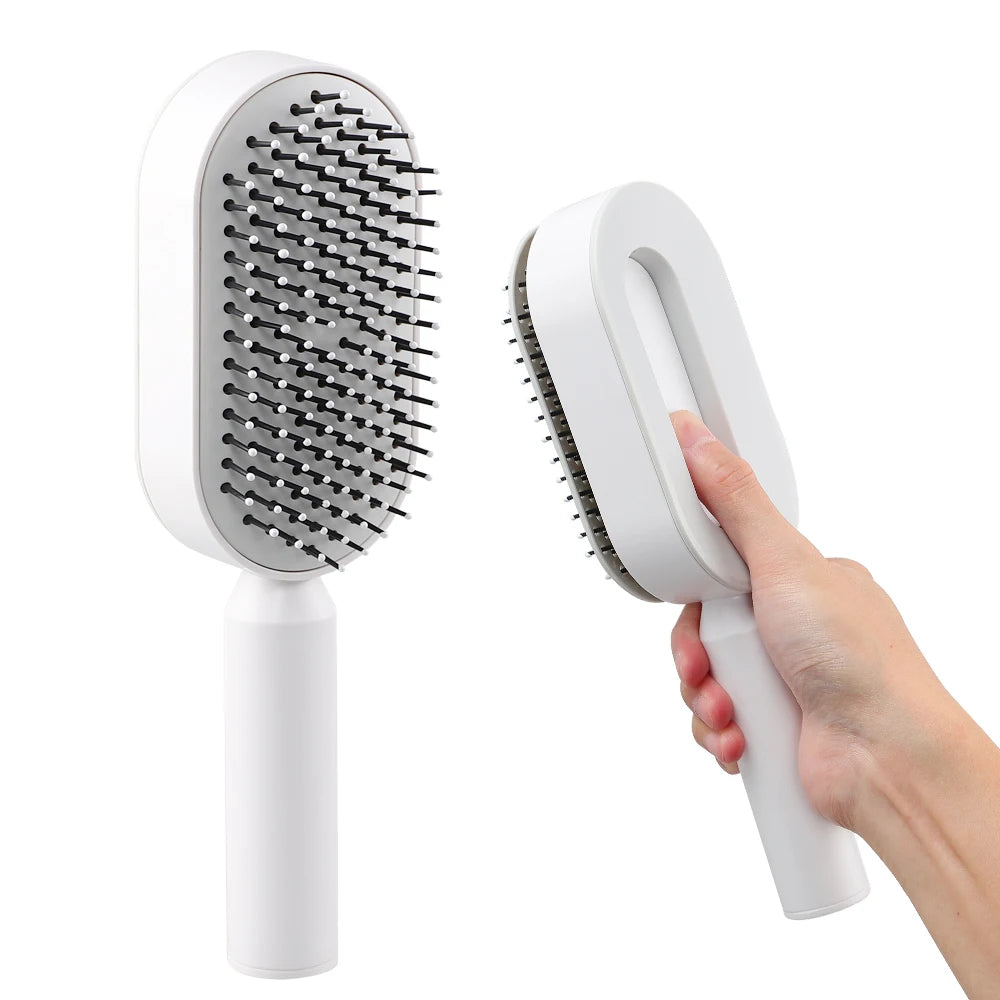 Salon Scalp Massage Detangling Hair Combs Hair Detangler Brush Click Self Cleaning Hair Brush for Women