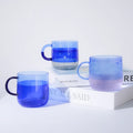 Customizable Heat-Resistant Two Tone Color Matching 350ml Dishwasher Microwave Safe Nordic Style Borosilicate Glass Coffee Mug