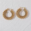 Fenny 18K PVD Plated No Fade Chunky Classic Twisted Rope Chain Hoop Earring for Women Wholesale Stainless Steel Ladies Jewelry