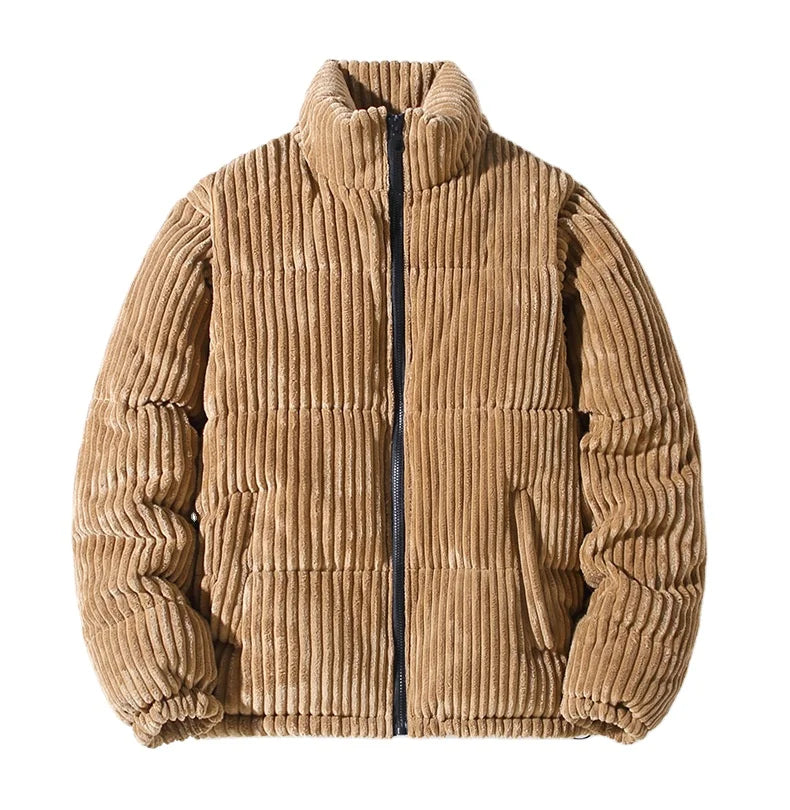 Brown Corduroy  Padding Bomber Jacket  Warm Jacket Man in Winter