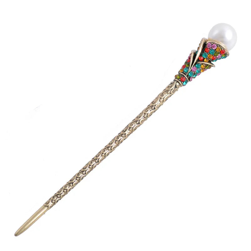 Retro Flower Pearl Rhinestone Chinese Hair Sticks Hair Accessories for Women Bridal Style
