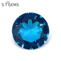 Round Brilliant Cut Crystal Glass Stone Loose Synthetic Stone Blue Sapphire