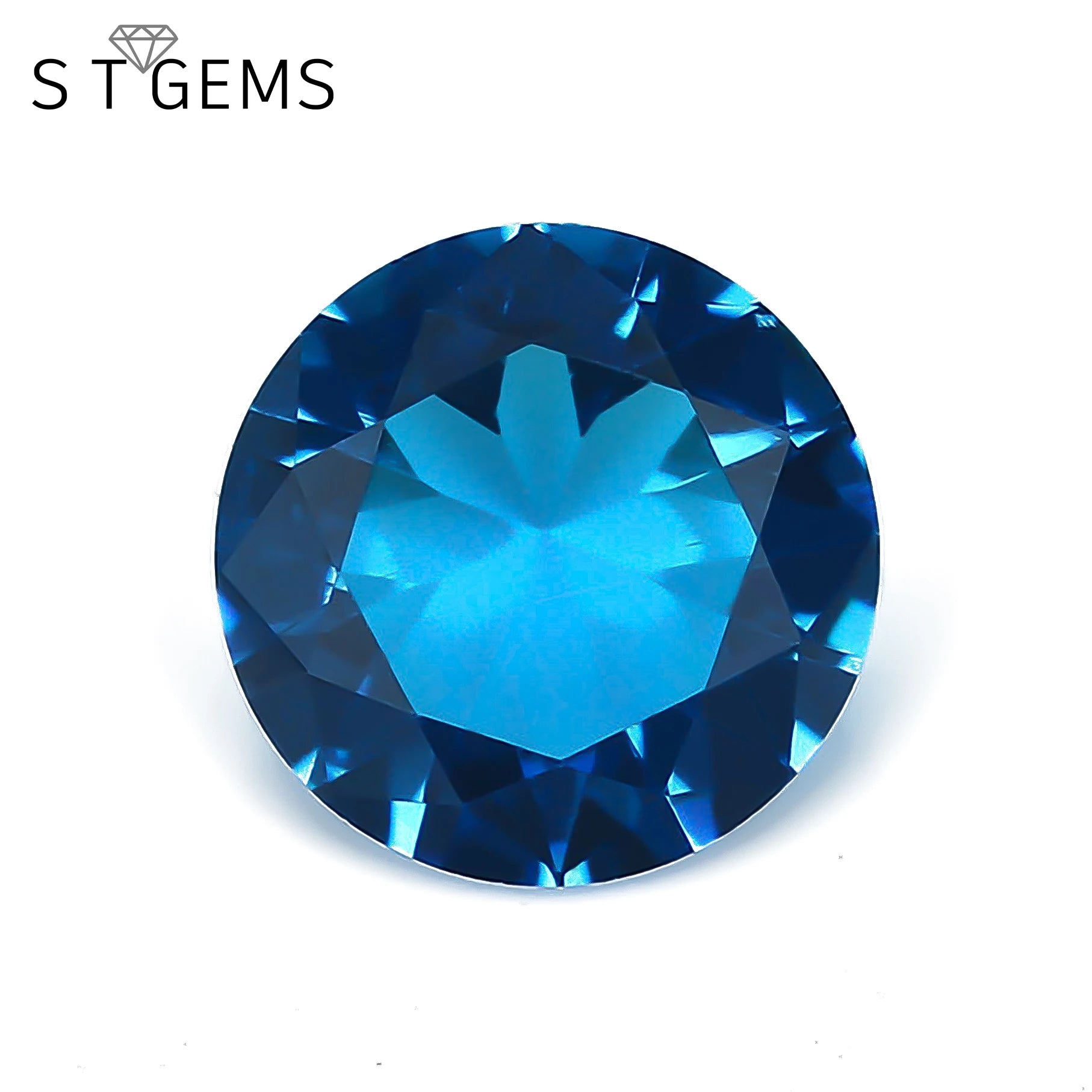 Round Brilliant Cut Crystal Glass Stone Loose Synthetic Stone Blue Sapphire