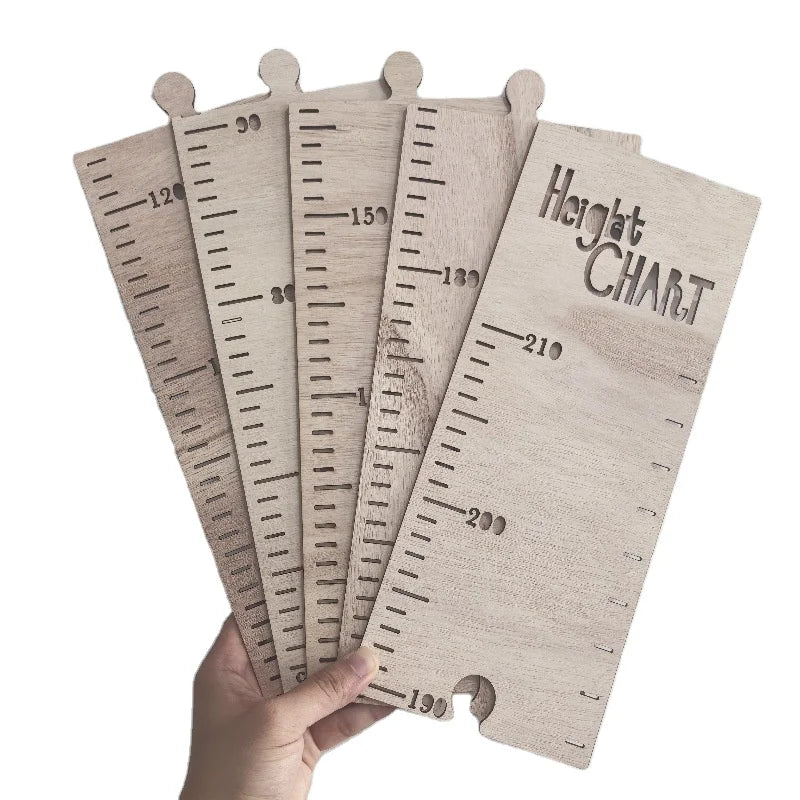 Tailai Wooden Print Height Chart Ruler Kids Bedroom Wall Decoration with Engraving Measurement Ruler for Height Tracking