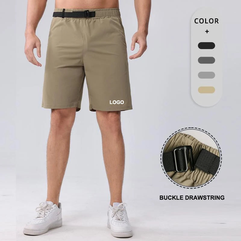 Men's Outdoor Casual Solid Hot Shorts Quick Dry Breathable Knitted Gym Sweatpants with Adjustable Mid Waist Elastic Closure