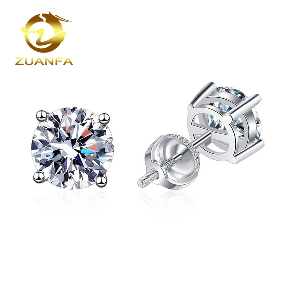 Fast Shipping Wholesale Classical Stud Earrings 925 Sterling Silver Jewelry 5mm 6.5mm 8mm VVS Moissanite Stud Earrings
