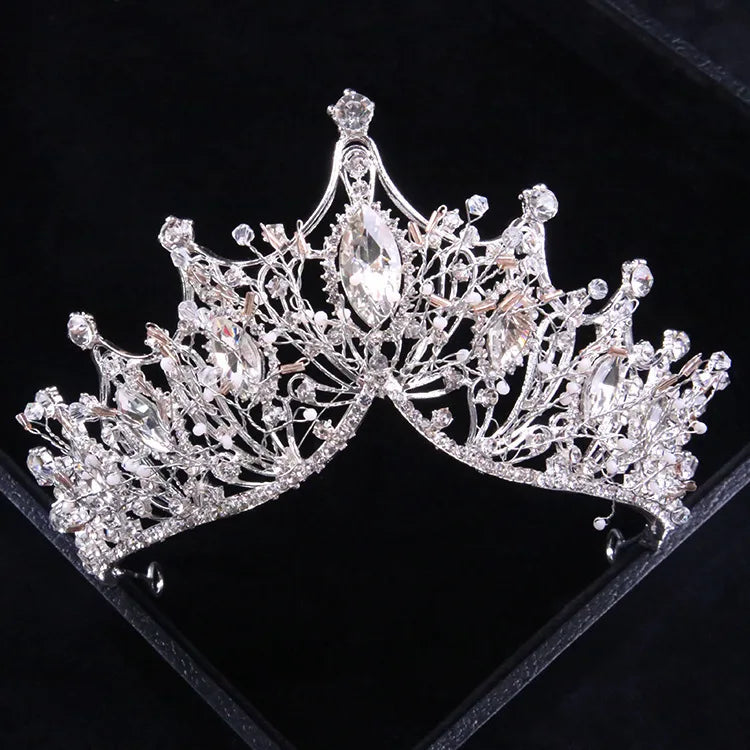 Handmade Bridal Headwear European and American Gold Silver Plated Performance Rhinestone Crown Headband Wedding Hair Accessories