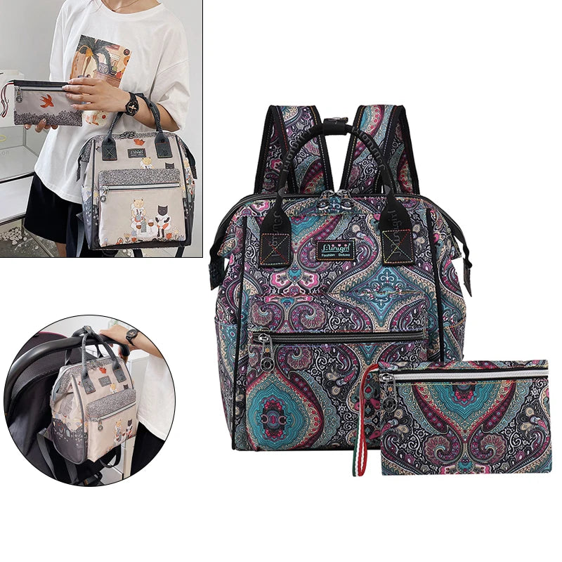 Bolsa Maternidade Set Waterproof Baby Bags for Mom Large Capacity Fashion Printed Diaper Bag Backpack