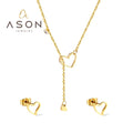 Ason Custom Cheap Jewelry Earring Necklace Wholesale Stainless Steel 18k Gold Plating Heart High Quality Jewelry Sets for Women